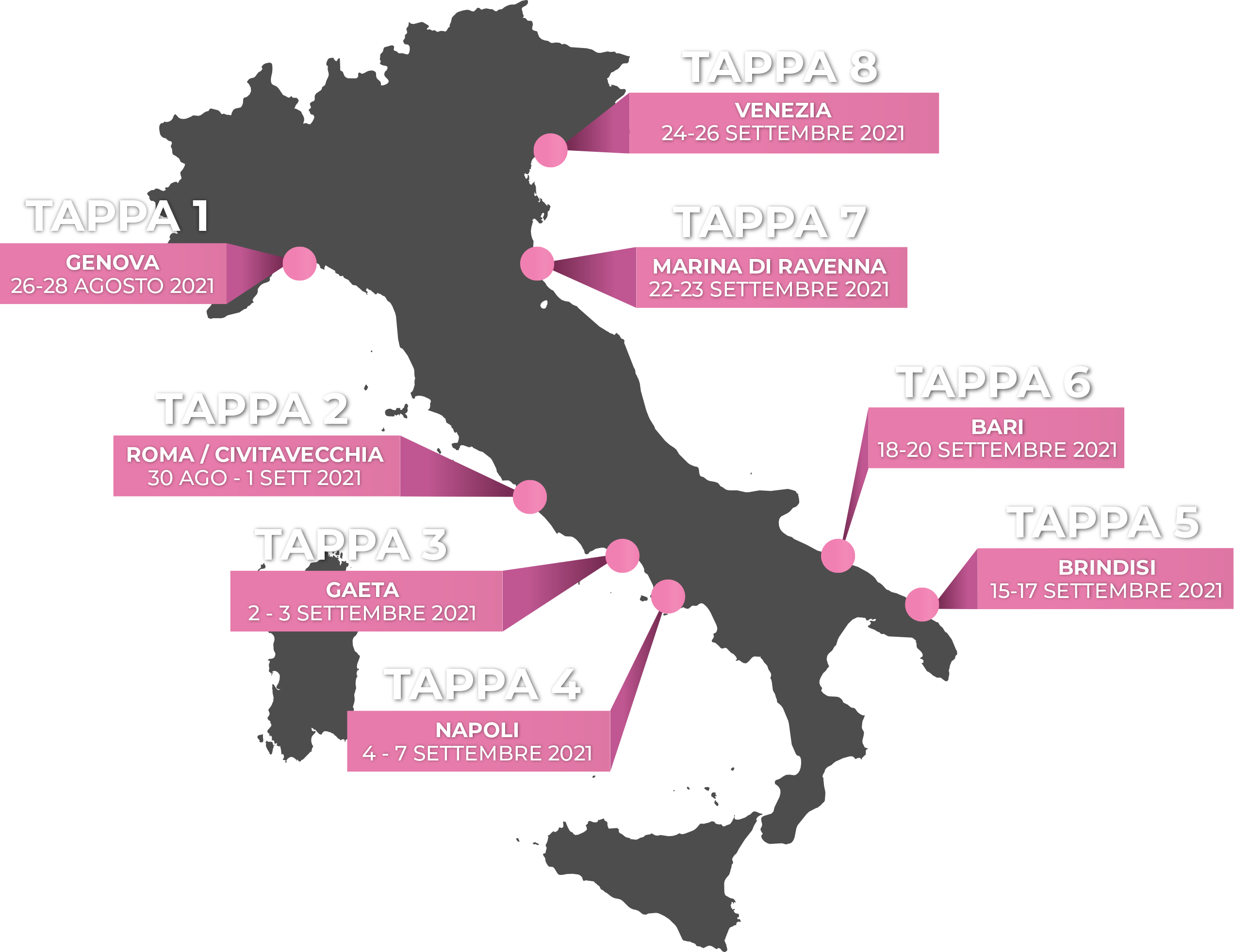 Mappa Nastro Rosa Tour 2021